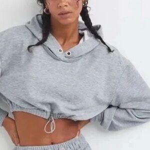For Love And Lemons Light Gray Cropped Hoodie